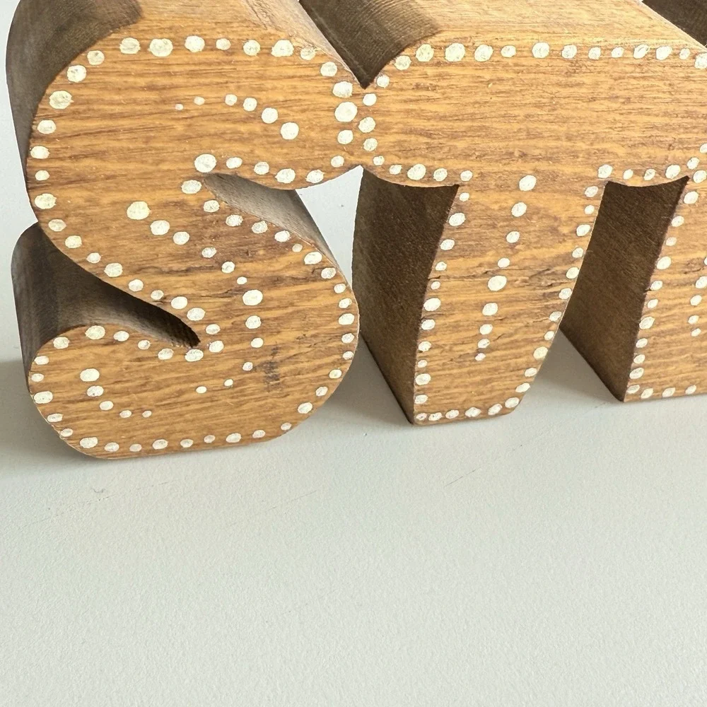 VTG Desk Name Plate Office Hand painted‎ Boho Home Decor 70s Toll Painted 3x12